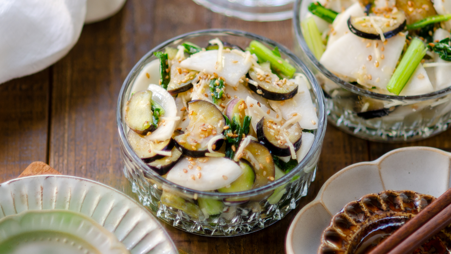 塩麹でカブとナスの生姜漬けできあがり