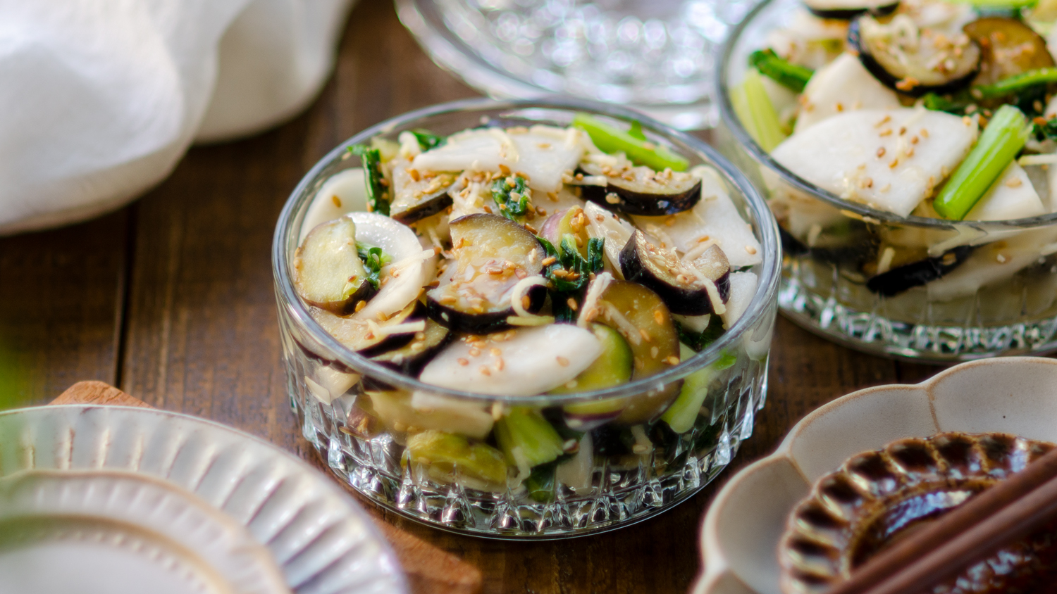 塩麹でカブとナスの生姜漬けできあがり