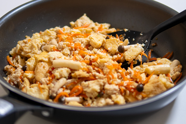 厚揚げ炒り豆腐のできあがり
